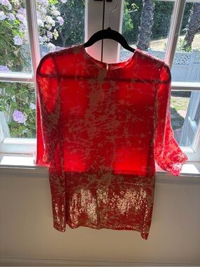 Parker Red and Orange Sequin Dress